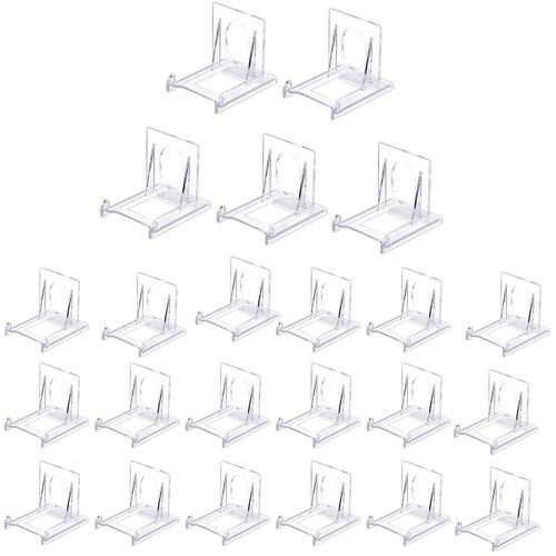 24 Pcs Clear Plastic Display Stand, Adjustable Clear Plastic Display Stands Easel Multifunctional D