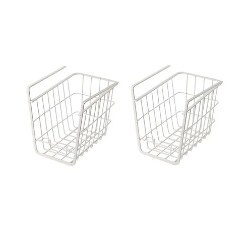 2pcs Wardrobe Storage Rack Hanging Basket Under Clapboard Kitchen Cabinet Shelf Office Desk Storage