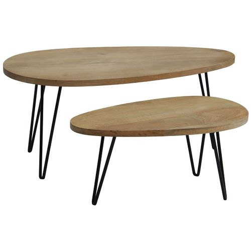 Tables Basses Gigognes En Manguier Massif Et Métal (Lot De 2) Vibes