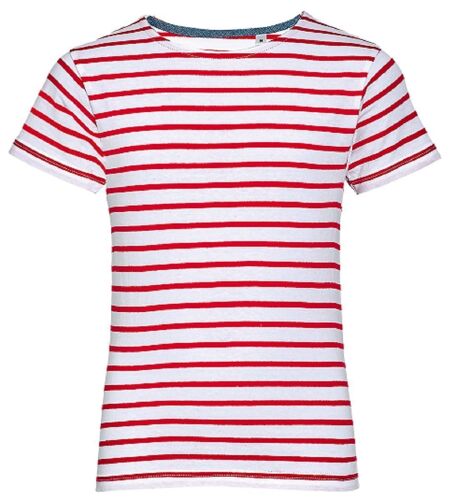 T-Shirt Marinière Enfant Manches Courtes - 01400 - Rouge Et Blanc