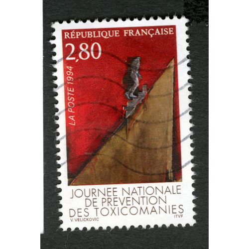 Timbre Oblitéré Journée Nationale De Prévention Des Toxicomanies, La Poste 1994, République Française, Velickovic, 2,80