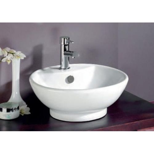 Vasque ronde bol à poser PORTOFINO - Blanc - 43cm - Céramique - Avec trop plein