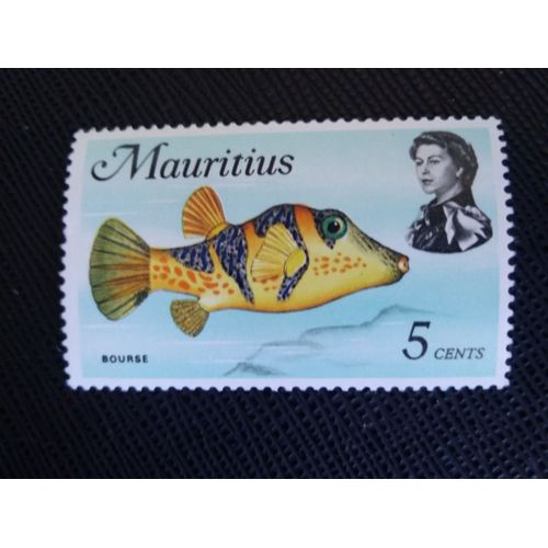 Timbre Ile Maurice Y T 332 Doudole À Nez Pointu De La Saint-Valentin (Canthigaster Valentini) 1969 ( 170808 )