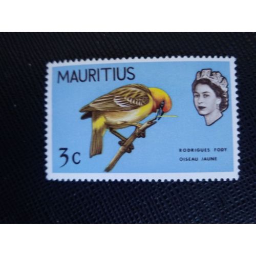 Timbre Ile Maurice Y T 318 Rodrigues Fody (Foudia Flavicans) 1968 ( 170808 )
