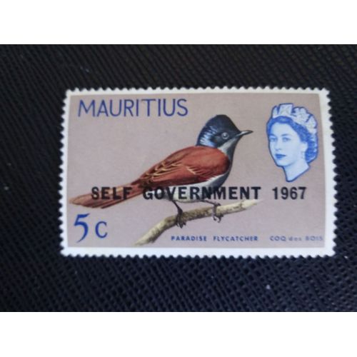 Timbre Ile Maurice Y T 299 Gobemouche Des Mascareignes (Surimpression De L Autonomie Gouvernementale) 1967 ( 170808 )