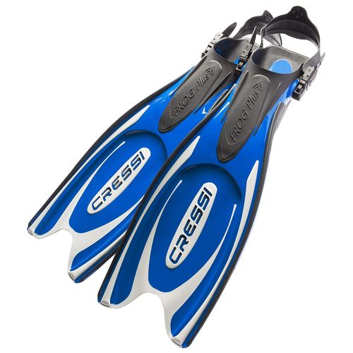 Cressi Frog Plus Palmes Réglables De Plongée/Natation - Bleu/Argent - L/Xl - 45/47