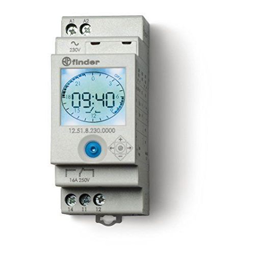 Finder 125182300000PAS Interrupteur horaire jour/hebdo digital 1 inverseur 16 A 230 AC