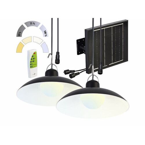 Double lampe solaire télécommandée à suspendre, LED blanc chaud / blanc neutre