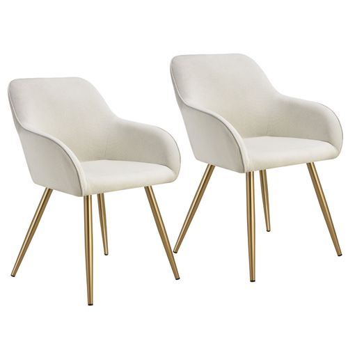Lot 2 Chaises Élégantes Aspect Corde Avec Forme Ergonomique Crème/Doré