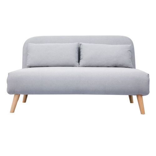 Banquette Convertible 2 Places En Tissu Gris Clair Amiko