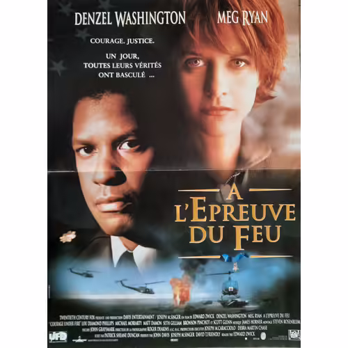 A L'épreuve Du Feu - Affiche Originale De Cinéma - Format 40x60 Cm - Un Film De Edward Zwick Avec Denzel Washington, Meg Ryan, Lou Diamond Phillips, Michael Moriarty, Matt Damon - Année 1997