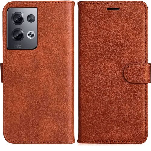Coque pour OPPO Reno 8 Pro 5G Protection Cuir Synthétique Anti-Rayures Portefeuille - Marron - E.F.Connection
