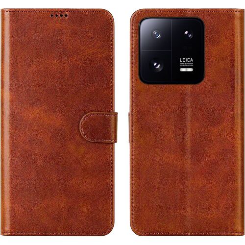 Coque pour Xiaomi 13 Marron Antichoc avec Rangement Billet Effet Cuir Rangement Carte Souple - E.F.Connection