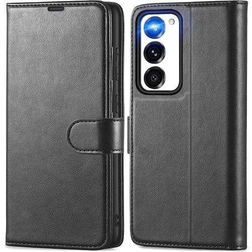 Coque Pour Samsung Galaxy S23+ /S23 Plus - Coque Rabat Effet Cuir Elégant Fermeture Magnétique - Noir - E.F.Connection