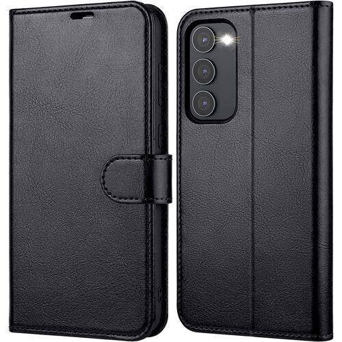 Coque pour Samsung Galaxy S23 Protection Antichoc Effet Cuir Flip Noir - E.F.Connection