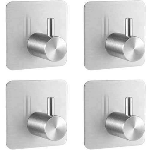 4 crochets adhésifs, crochets muraux de salle de bain en acier inoxydable, scotchés, crochets de salle de bain auto-adhésifs-BDD