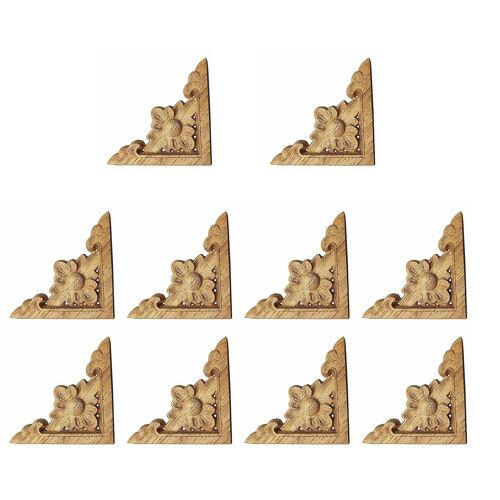 10pcs Carved Unpainted European Wood Furniture Window Corner Wood Applique Onlay Wood Figurines Orn