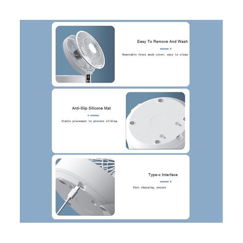 Usb Charging Folding Portable Fan 4000mah Desktop Mini Fan Remote Control Inoor Or Outdoor Table Fa