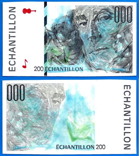 France Echantillon Maurice Ravel Du Billet 200 Francs Pour Distributeur Automatique Franc Frcs Frc Frs