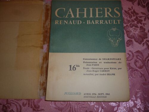 Cahiers Renaud - Barrault - Theatre De France - Programme - Saison 1961-1962 - N° 11 Bis - Mai 1955-Janvier 1962 - Nouvelle Edition - Eschyle Et L'orestie