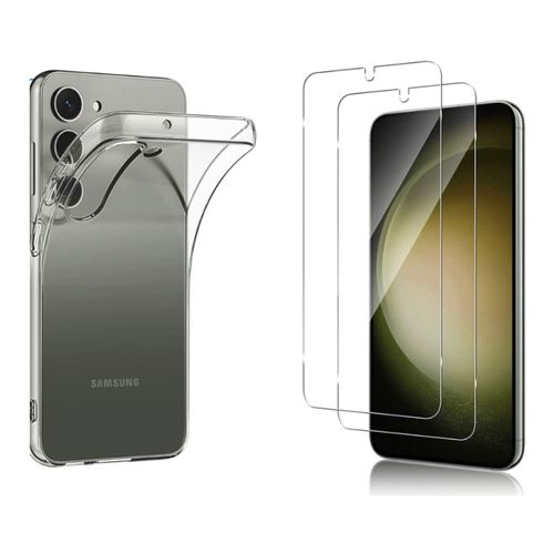 Coque Samsung Galaxy S23 Plus Coque Transparente + 2 Verres Trempés lot de 2 Film De Protection Écran