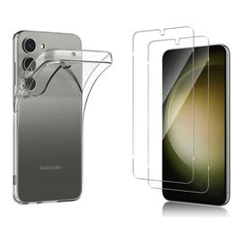 Coque Samsung Galaxy S23 Plus Coque Transparente + 2 Verres Trempés lot de 2 Film De Protection Écran