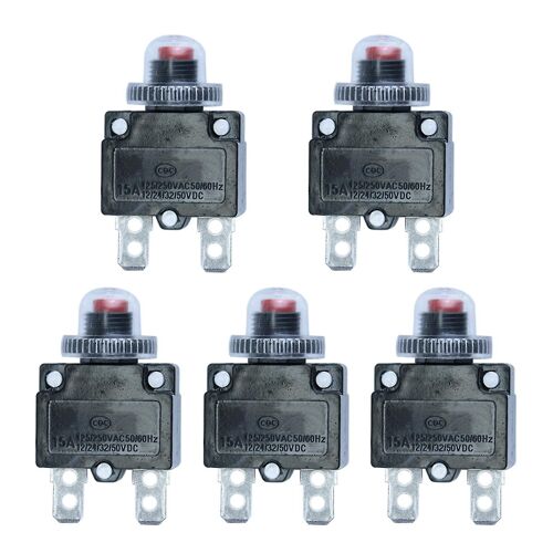 Disjoncteur Protecteur de surcharge Interrupteur Fusible Surcharge Surintensité Réinitialisation Assurance 5pcs 15a Bakélite Base Métal Borne Noir 10A-Bon