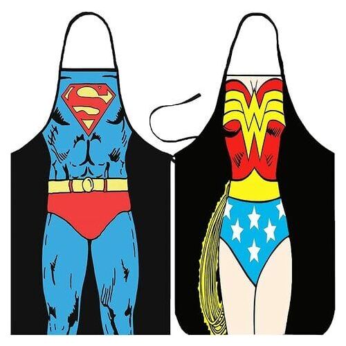 Dx 2 Packtablier De Cuisine Dans La Version Superman Ensembles Humoristique Pour Hommes Et Femmes,Tabliers Imperméables Pour Cuisine De Restaurant,Grillades Entretien Doux Et Facile Cadeau Les Couples