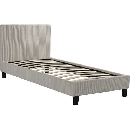 Lit Simple En Velours Cotelé "Ambre" - 90 X 190 - Beige