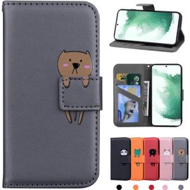Coque Samsung Galaxy S22+ En Portefeuille Samsung S22 Plus 5g Housse Pour Samsung Galaxy S22+ 5g - Ours Gris