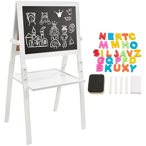 Tableau Enfant Bois 2 Faces - Magnétique À Feutre & Tableau Noir À Craie - Chevalet Pliable - Éponge Lettres Aimantées Hauteur Réglable F383