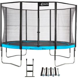 Kangui - Trampoline De Jardin Rond 430 Cm + Filet De Sécurité + Échelle + Kit D'ancrage | Punchi Bleu 430
