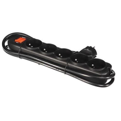 Perel prise multiple 5 voies 3500W 1,5 mètre broche noire mise à la terre
