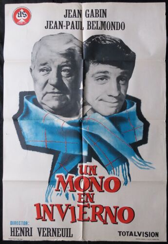 Jean Gabin - Un Singe En Hiver - Henri Verneuil - 1962 - 68*99 Cm - Affiche De Cinéma Originale Espagnole - Movie Poster * Jean Gabin ; Jean Paul Belmondo ; Suzanne Flon, Noel Roquevert Michel Audiard