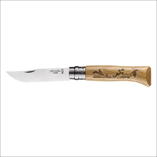 Opinel N° 8 Animalia Lievre - Manche 11 Cm Chene - Anneau De Securite