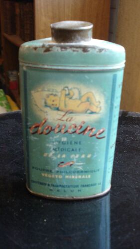 Ancienne Boite Metal Tole Talc Poudre "La Doucine",Ca 1940.