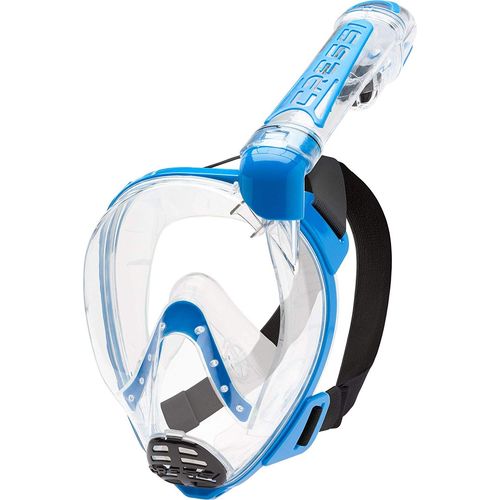 Cressi Duke Full Face Mask Masque Complet/Integral Conçu Pour Snorkeling Avec Tuba Dry Mixte Adulte, Transparent/Bleu, M/L