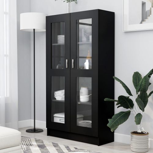 Vidaxl Armoire À Vitrine Noir 82,5x30,5x150 Cm Bois D'ingénierie