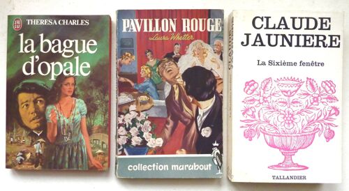 Lot De 3 Romans Divers:  *La Bague D'opale - Th. Charles (J'ai Lu)  *Pavillon Rouge - L. Whetter (Marabout)  *La Sixième Fenêtre - Cl. Jaunière (Tallandier)