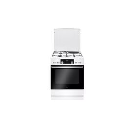 Amica - Cuisinière 3 foyers gaz + 1 électrique four multifonctions pyrolyse 77l largeur 60cm blanc acm7037rb