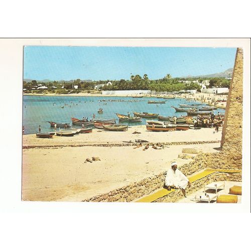 Tunisie Hammamet La Plage Vue Du Café Sidi Bou Hadid Barques