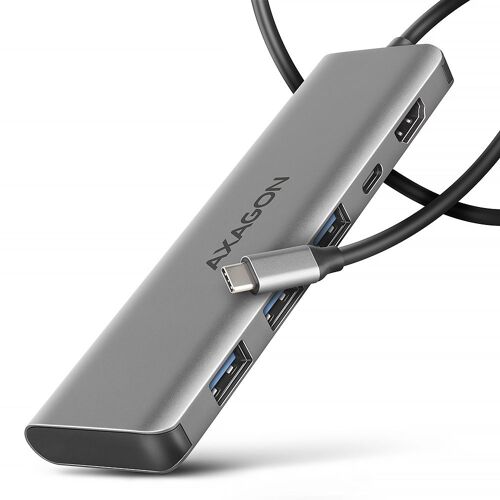Axagon HMC-5H USB-C 3.2 Gen 1 hub 3x USB-A 4K HDMI PD 100W - Silber Avec fil USB 3.2 Gen 1 (3.1 Gen 1) Type-C Argent