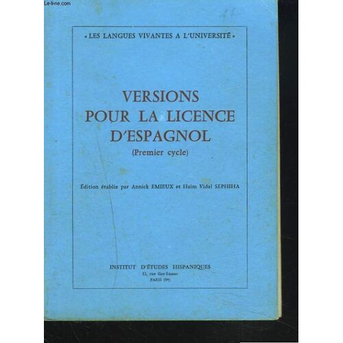 Versions Pour La Licence D'espagnol (Premier Cycle).
