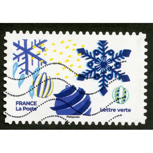 Timbre Oblitéré Noel, France, La Poste, Lettre Verte