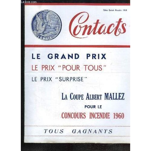 Contacts, Edition Spéciale De Décembre 1959 : La Coupe Albert Mallez Pour Le Concours Incendie 1960