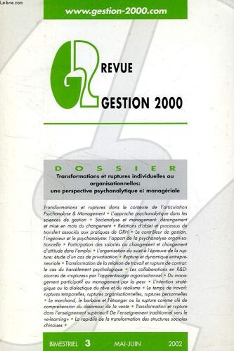 Revue Gestion 2000, N° 3, Mai-Juin 2002