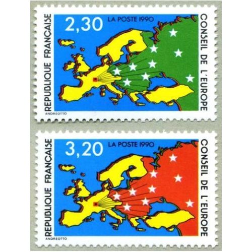 France 1990, Très Beaux Timbres Neufs** Luxe Timbres De Service Du Conseil De L' Europe, Yvert 104 & 105, -
