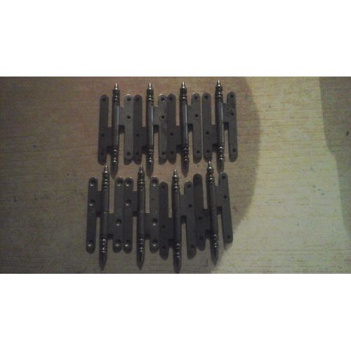 LOT Paumelles à vases - Platine 110 x 55 mm - Fer poli - 4 Gauche et 4 Droite