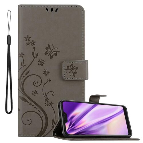 Cadorabo Housse Compatible Avec Xiaomi Redmi Note 6 Pro En Gris Floral - Étui De Protection Au Design Floral Avec Fermeture Magnétique, Fonction De Support Et Emplacements Pour Cartes