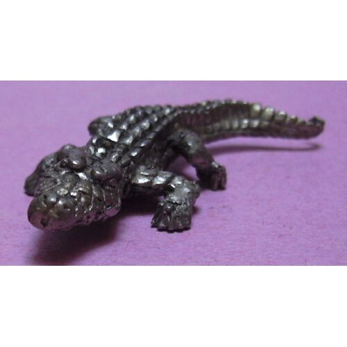 Figurine Crocodile / Caiman - Métal - Longueur 65 Mm
